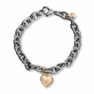 Van Bergen - Golden Heart armbånd i stål med gullhjerte thumbnail