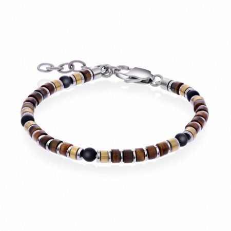 Arne Nordlie - Herrearmbånd med sort onyx, tigerøye og stål